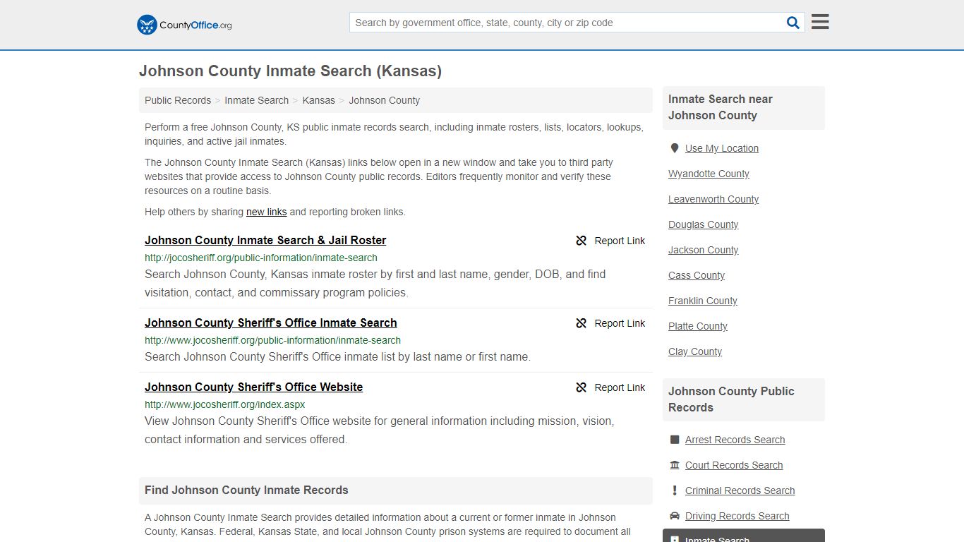 Johnson County Inmate Search (Kansas) - County Office